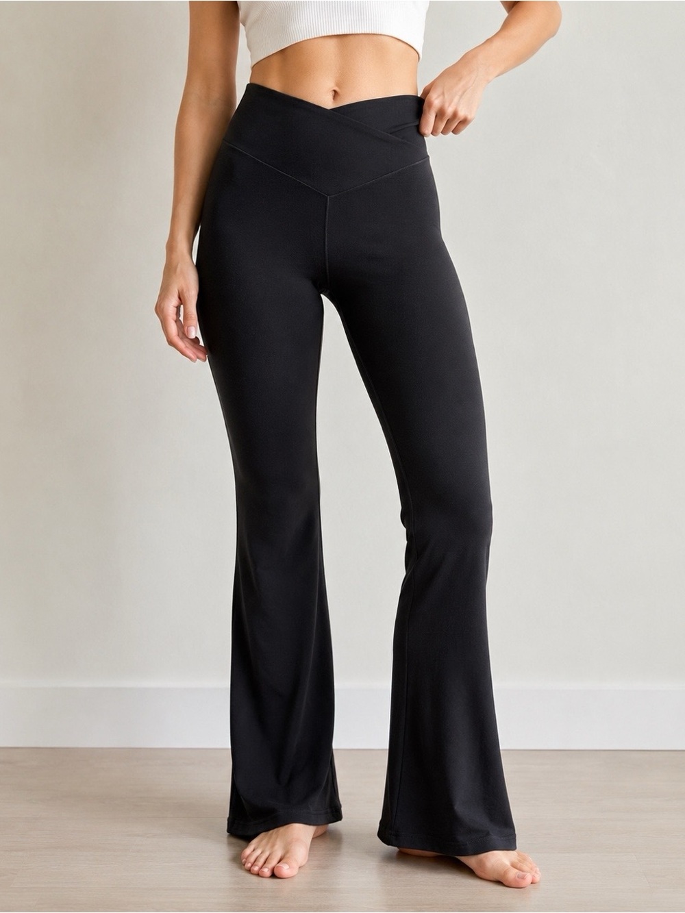 OFFLINE by Aerie Black Crossover Flare Leggings XL